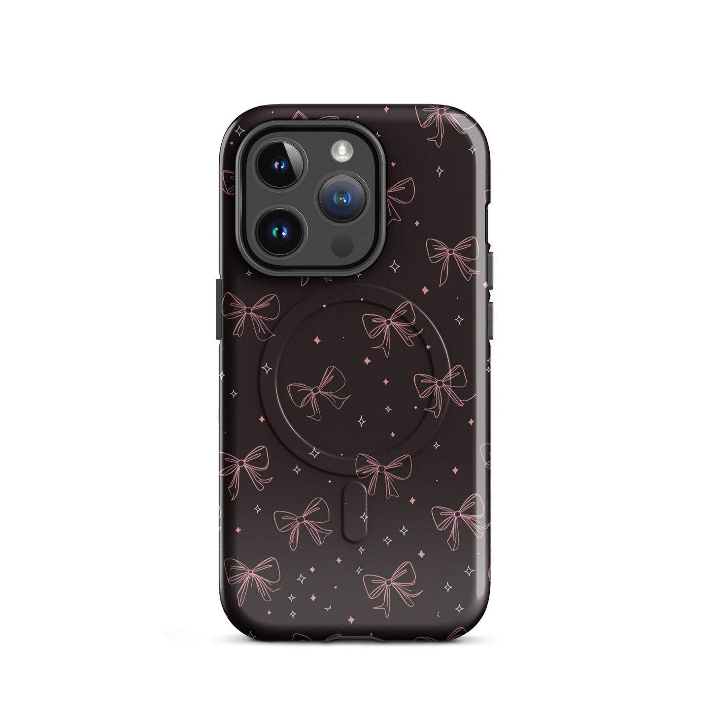 'Midnight Bow' iPhone 14 Pro MagSafe tough phone case - protective glossy case NZ Australia