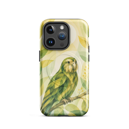 'Kakapo' iPhone 14 Pro MagSafe tough phone case - protective glossy case NZ Australia