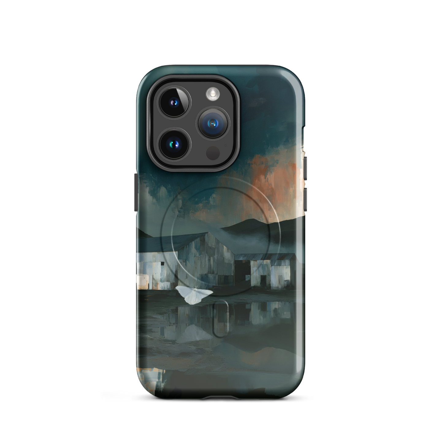 'Evening Flight' iPhone 14 Pro MagSafe phone case - protective glossy case NZ Australia