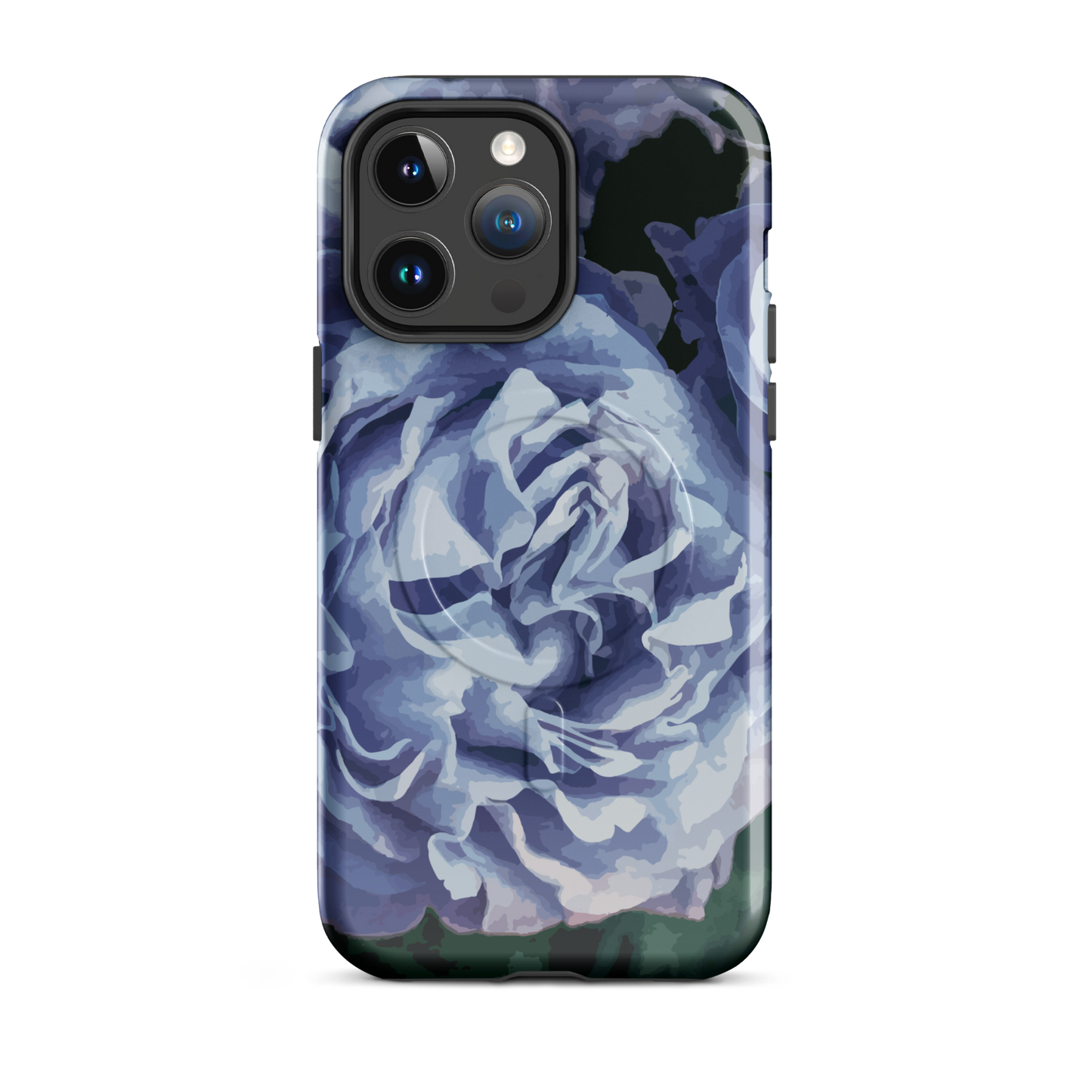 'Blue Rose' iPhone 14 Pro Max MagSafe tough phone case - protective glossy case NZ Australia