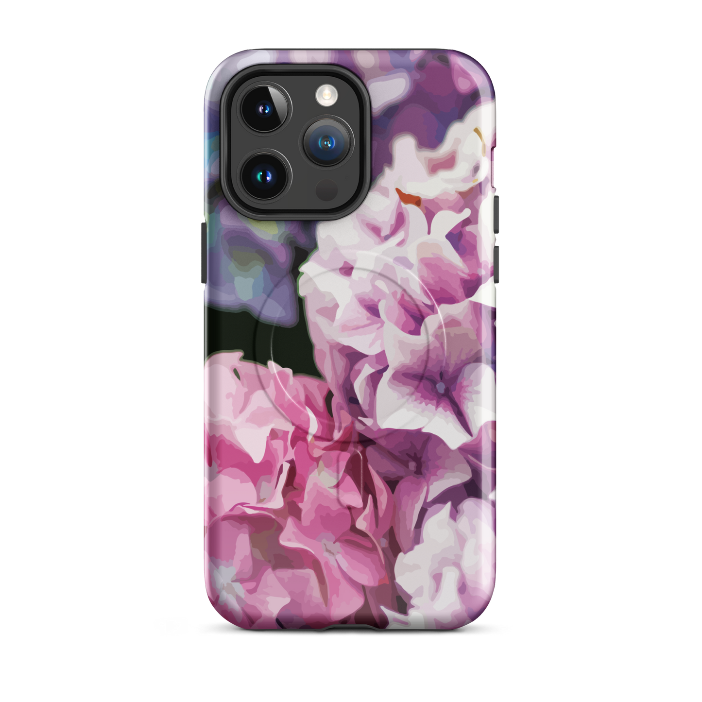 'Hydrangea' iPhone 14 Pro Max MagSafe tough phone case - protective glossy case NZ Australia