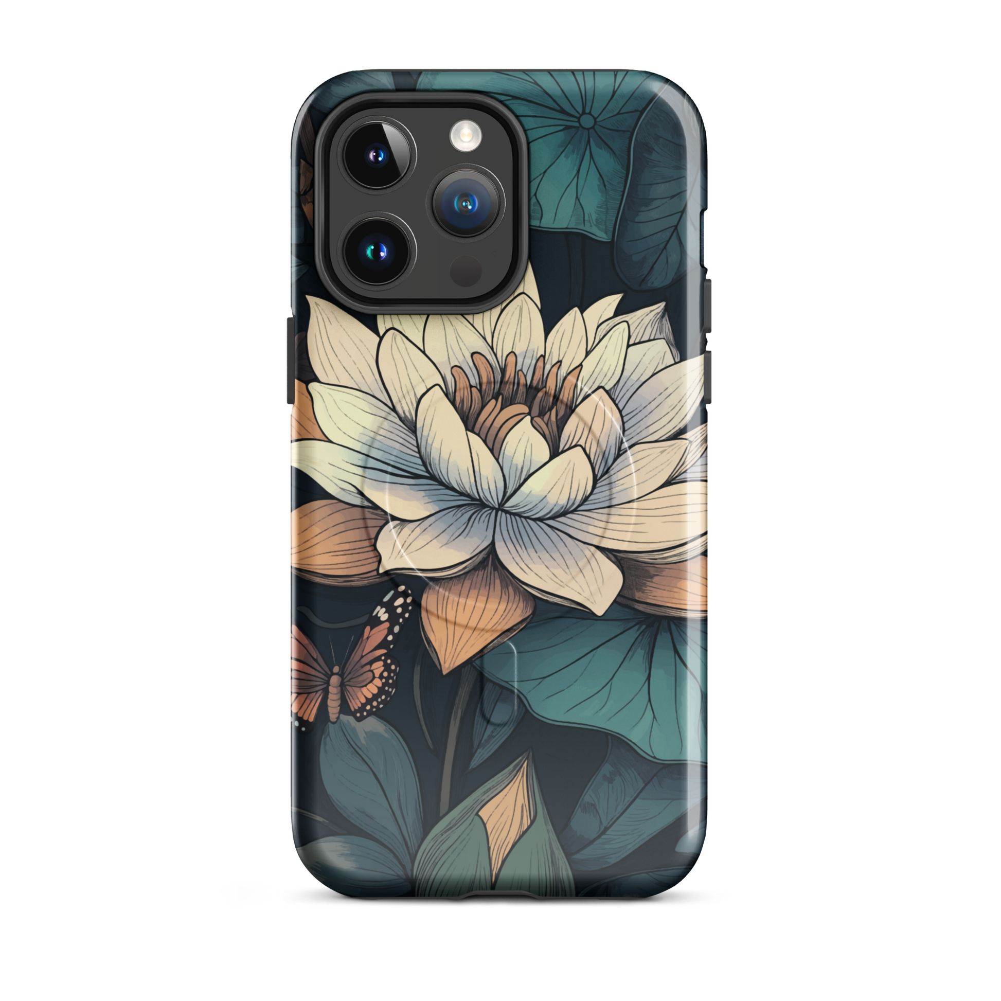 'Water Lily' iPhone 14 Pro Max MagSafe tough phone case - protective glossy case NZ Australia