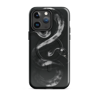 'Black Python' iPhone 14 Pro Max MagSafe tough phone case - protective glossy case NZ Australia