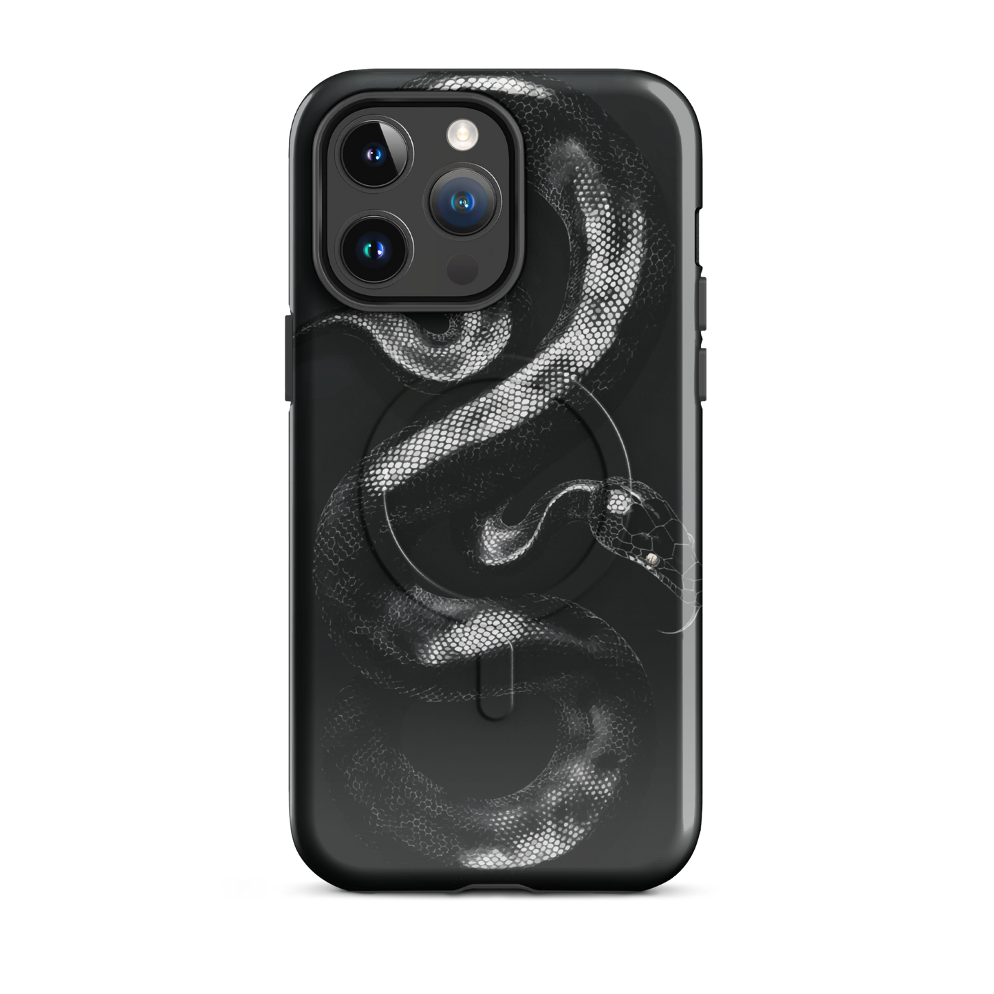 'Black Python' iPhone 14 Pro Max MagSafe tough phone case - protective glossy case NZ Australia