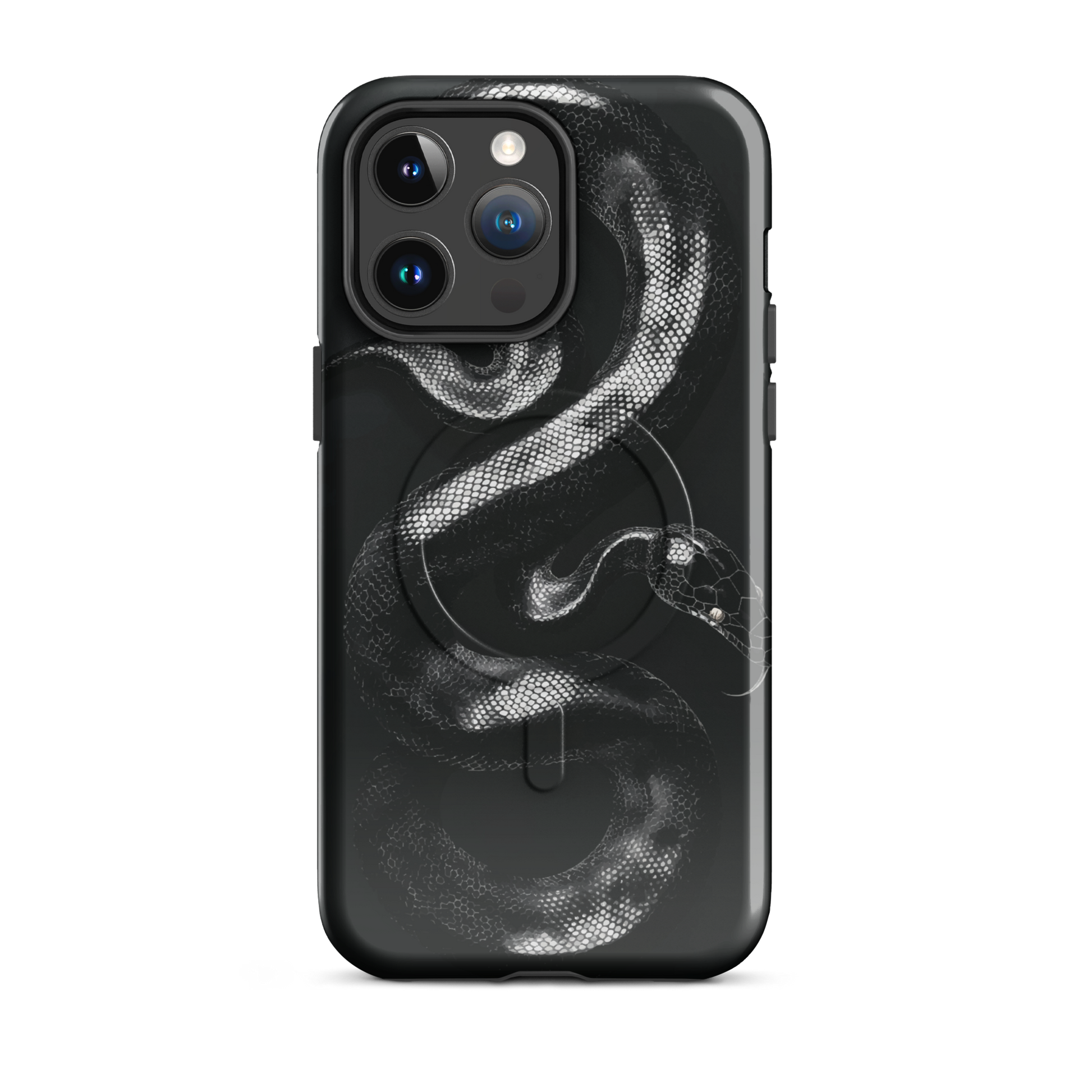 'Black Python' iPhone 14 Pro Max MagSafe tough phone case - protective glossy case NZ Australia