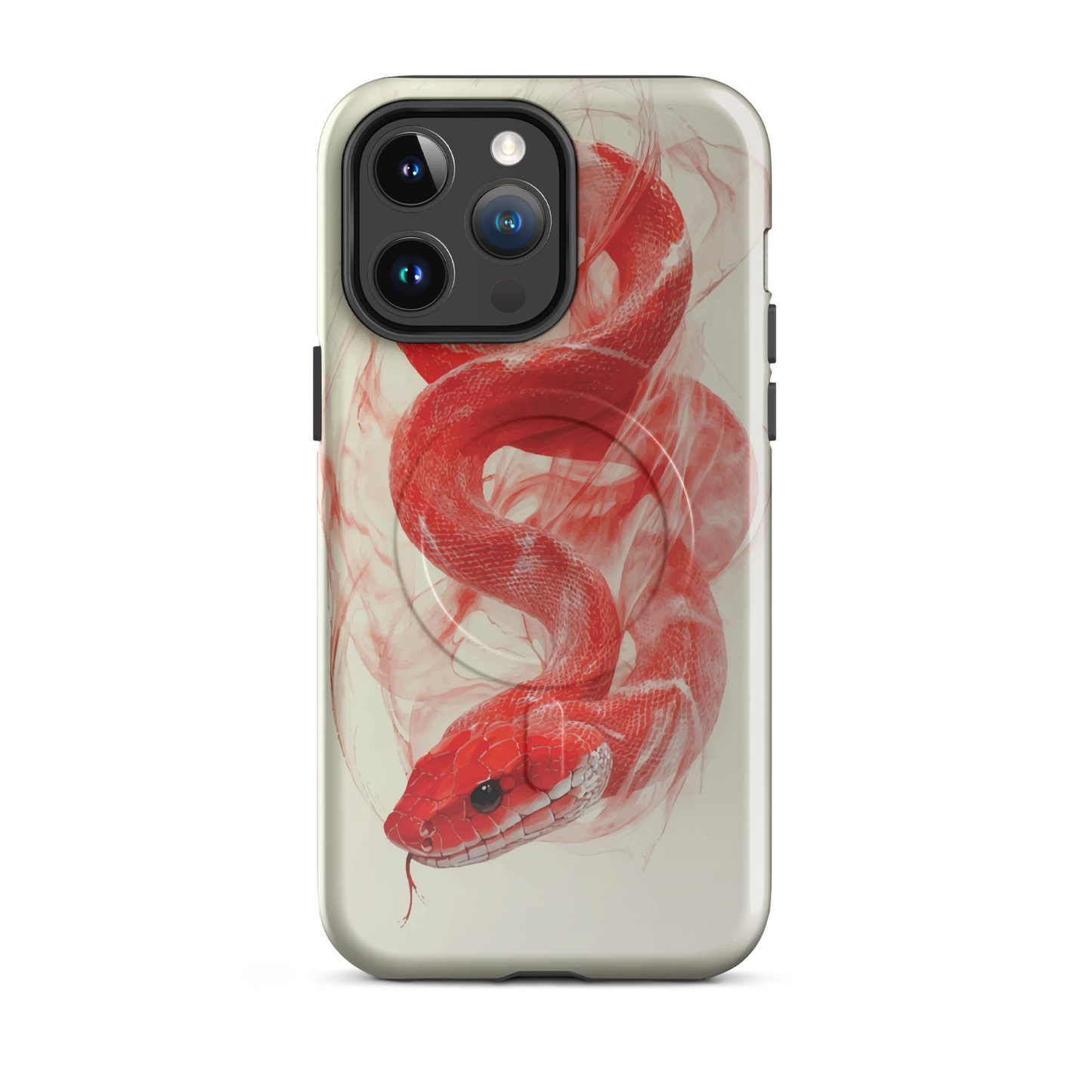 'Red Snake' iPhone 14 Pro Max MagSafe tough phone case - protective glossy case NZ Australia