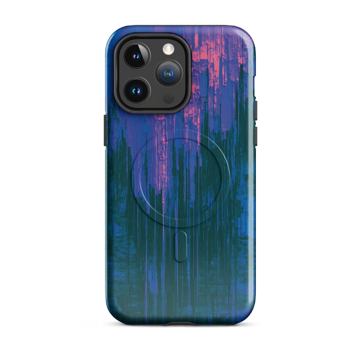 'Digital Glitch' iPhone 14 Pro Max MagSafe tough phone case - protective glossy case NZ Australia