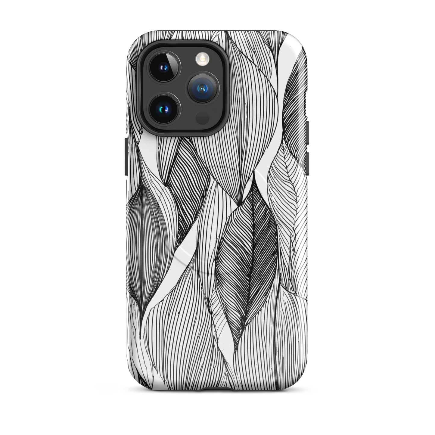 'Botanical Lines' iPhone 14 Pro Max MagSafe tough phone case - protective glossy case NZ Australia