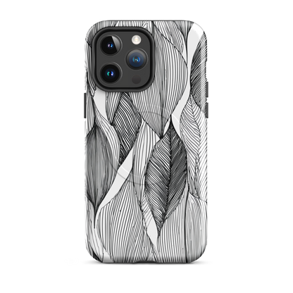 'Botanical Lines' iPhone 14 Pro Max MagSafe tough phone case - protective glossy case NZ Australia