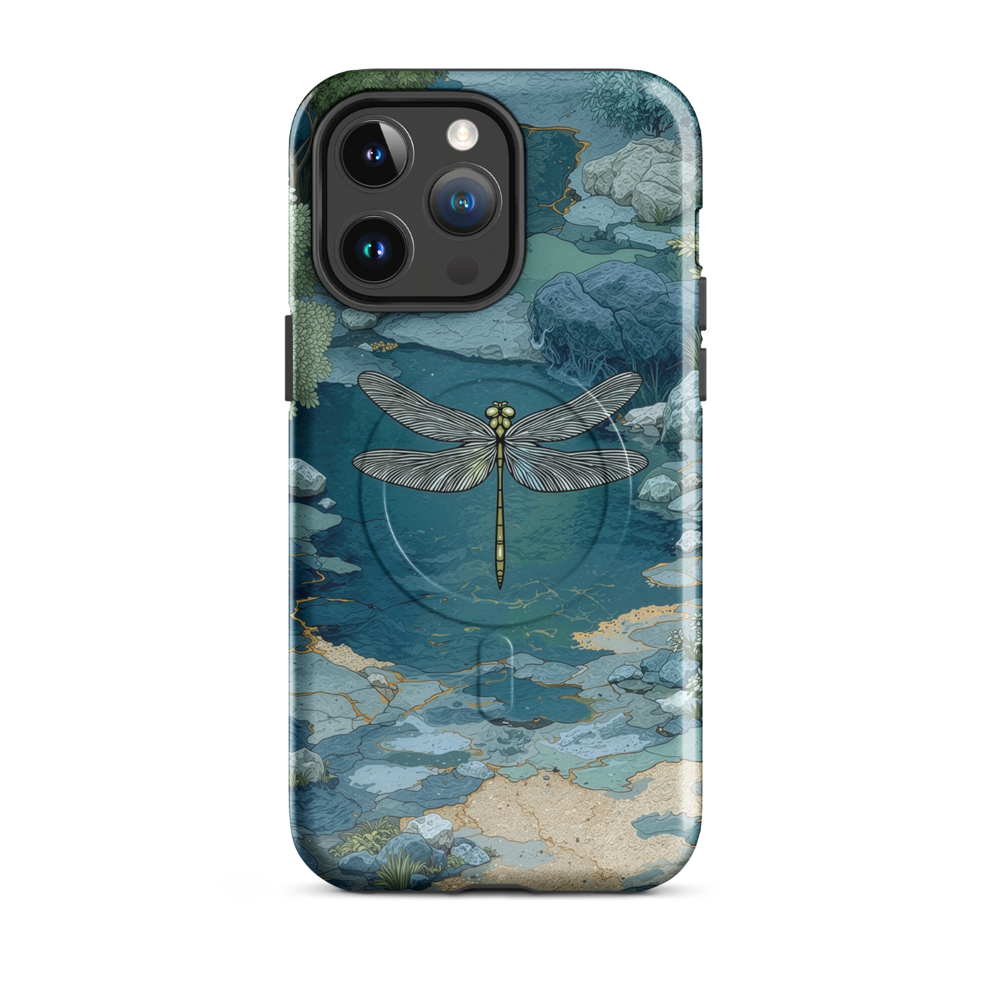 'Dragonfly Glade' iPhone 14 Pro Max MagSafe tough phone case - protective glossy case NZ Australia