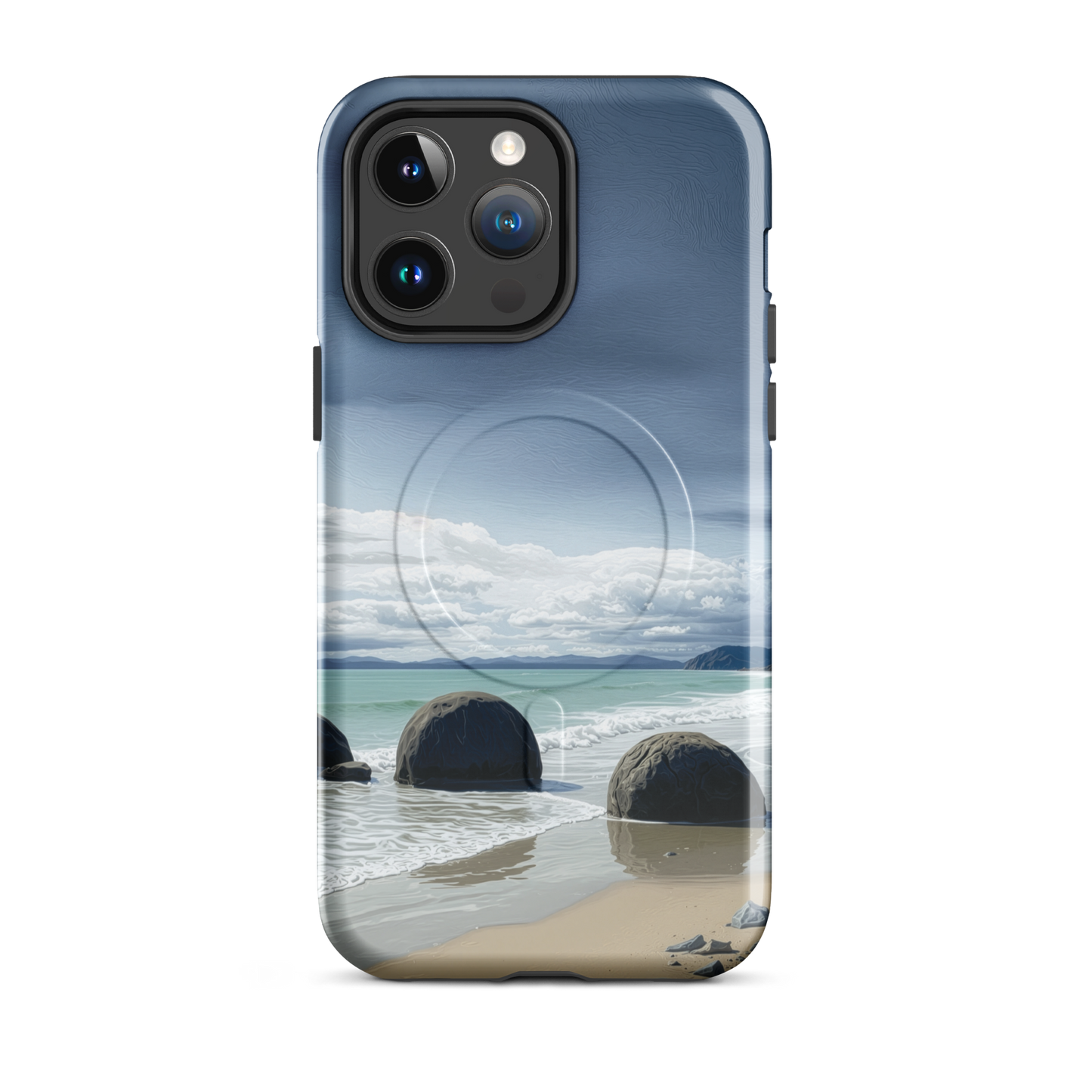 'Moeraki Boulders' iPhone 14 Pro Max MagSafe tough phone case - protective glossy case NZ Australia