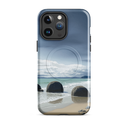 'Moeraki Boulders' iPhone 14 Pro Max MagSafe tough phone case - protective glossy case NZ Australia