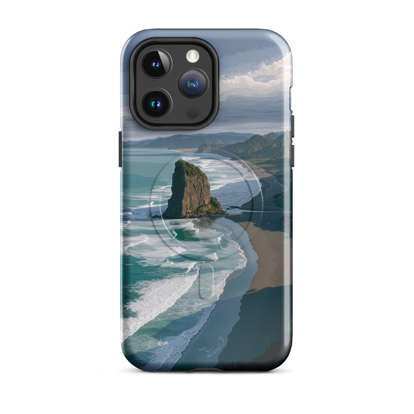 'Piha Beach' iPhone 14 Pro Max MagSafe tough phone case - protective glossy case NZ Australia