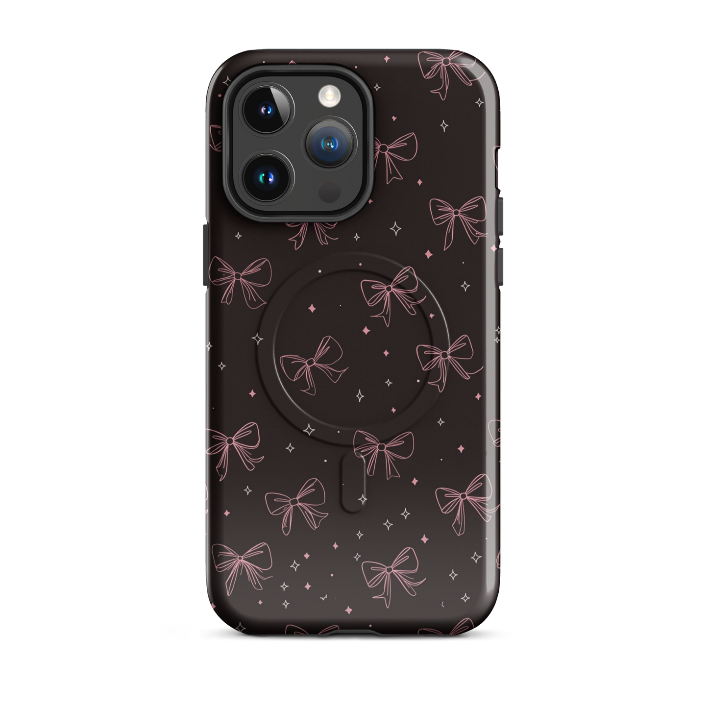 'Midnight Bow' iPhone 14 Pro Max MagSafe tough phone case - protective glossy case NZ Australia