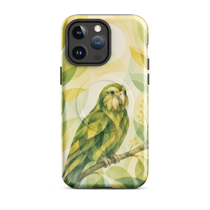 'Kakapo' iPhone 14 Pro Max MagSafe tough phone case - protective glossy case NZ Australia