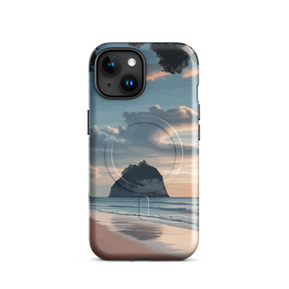 'Cathedral Cove' iPhone 15 MagSafe tough phone case - protective glossy case NZ Australia
