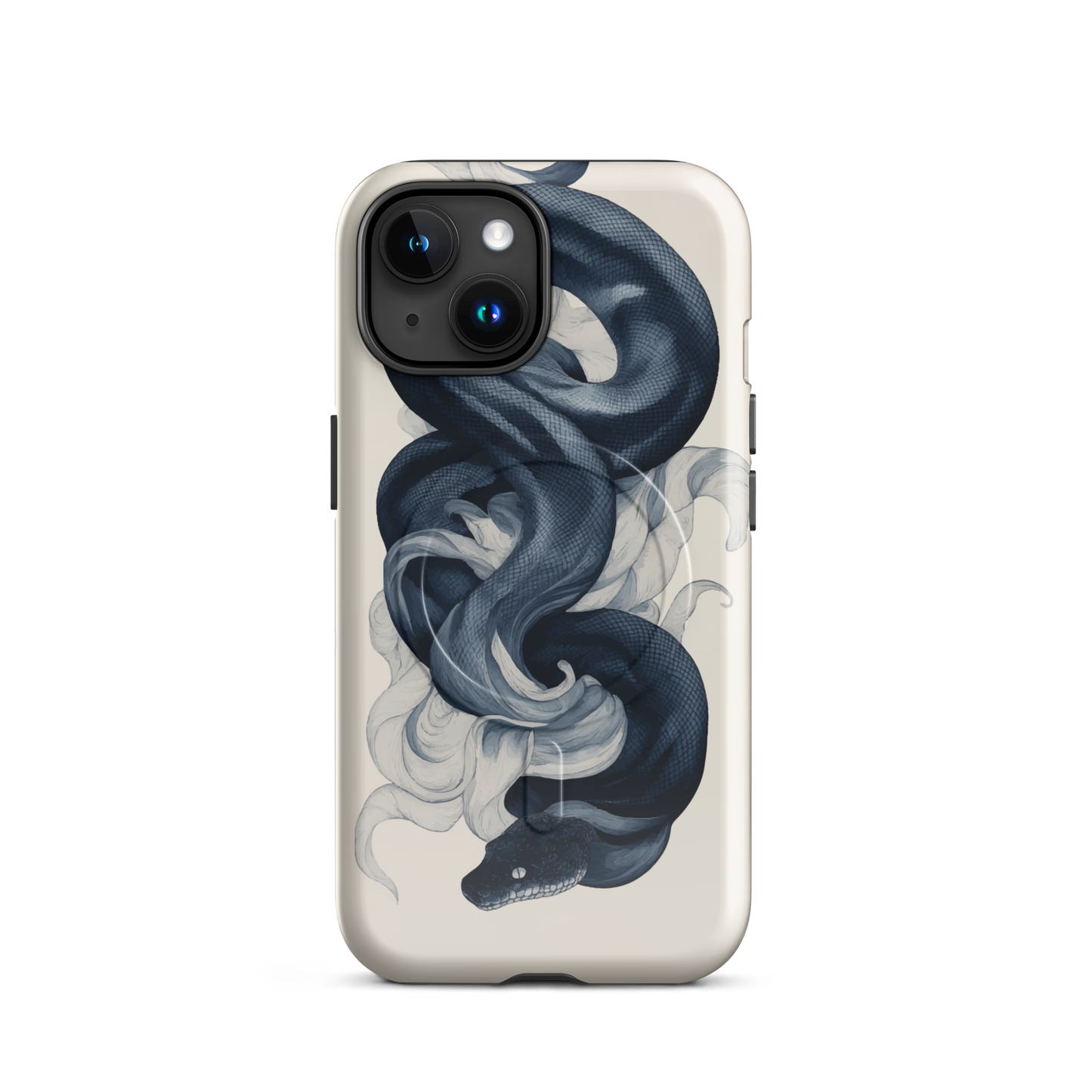'Midnight Python' iPhone 15 MagSafe tough phone case - protective glossy case NZ Australia