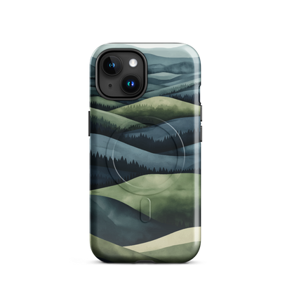 'Blue Mountains' iPhone 15 MagSafe tough phone case - protective glossy case NZ Australia