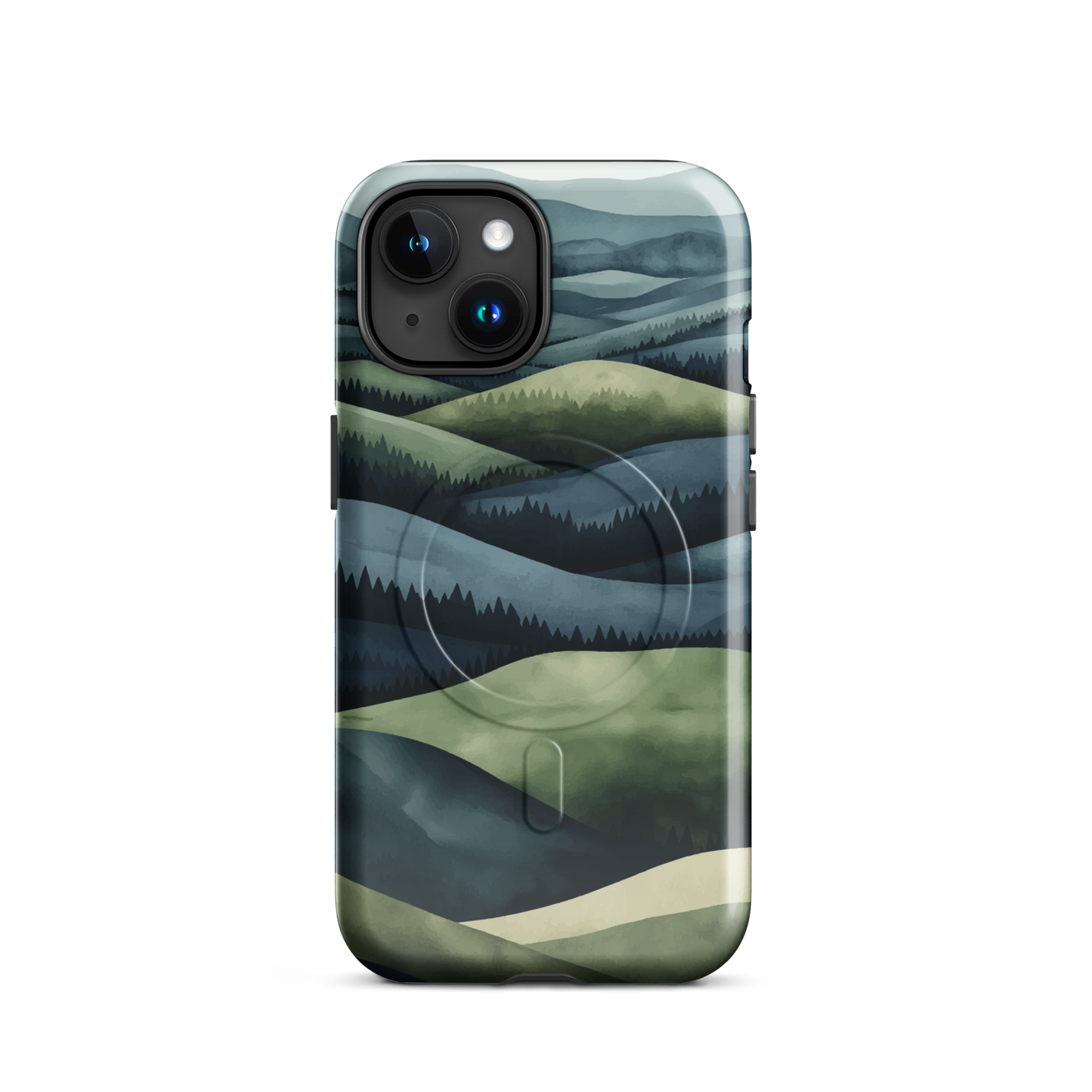 'Blue Mountains' iPhone 15 MagSafe tough phone case - protective glossy case NZ Australia