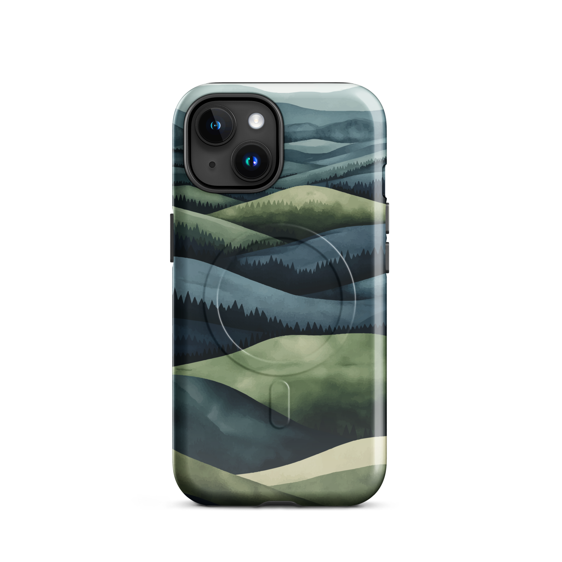 'Blue Mountains' iPhone 15 MagSafe tough phone case - protective glossy case NZ Australia