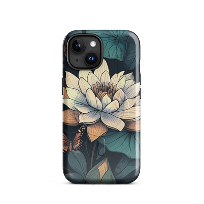 'Water Lily' iPhone 15 MagSafe tough phone case - protective glossy case NZ Australia