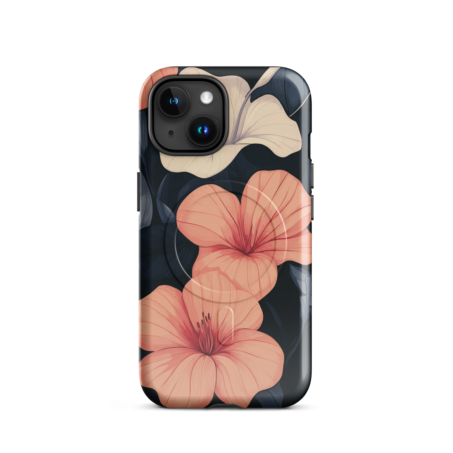 'Hibiscus Flower' iPhone 15 MagSafe tough phone case - protective glossy case NZ Australia