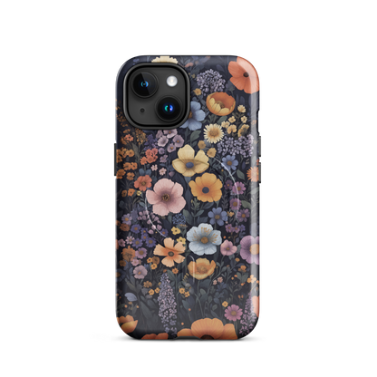 'Wildflowers' iPhone 15 MagSafe tough phone case - protective glossy case NZ Australia