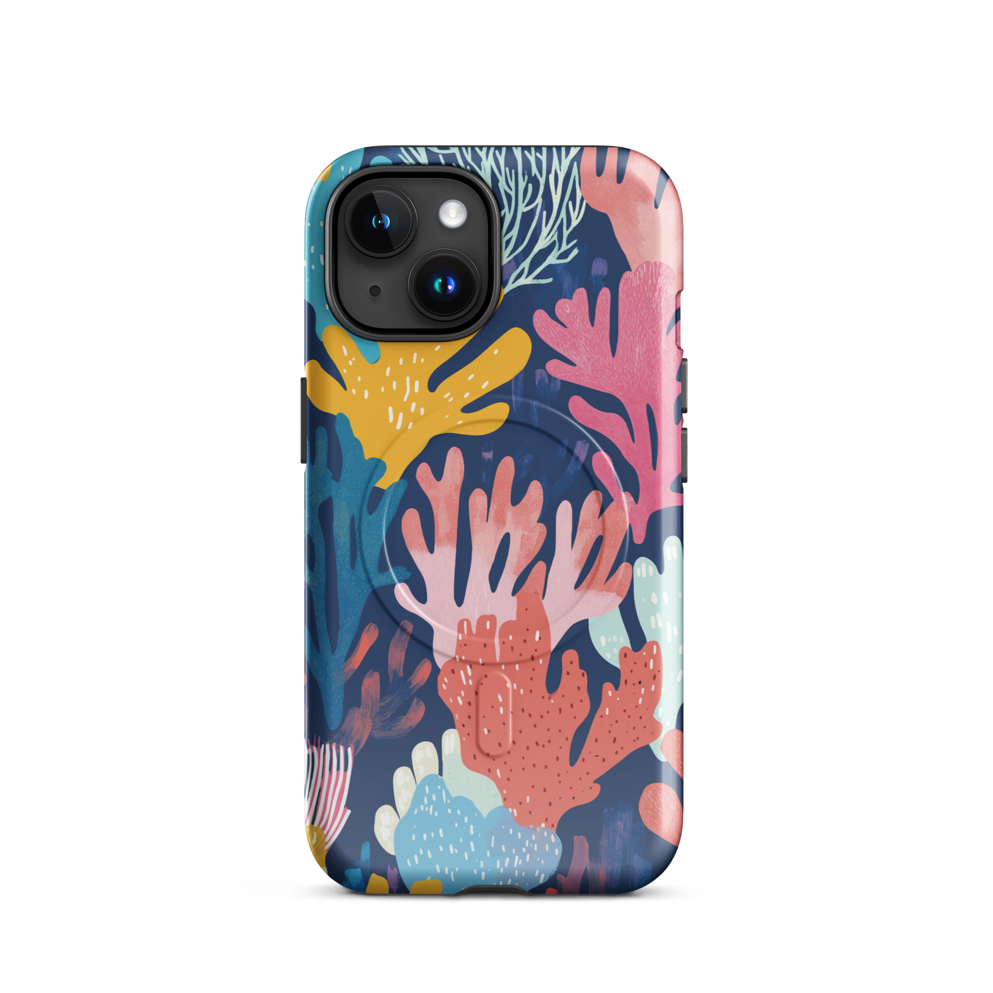 'Coral Reef' iPhone 15 MagSafe tough phone case - protective glossy case NZ Australia