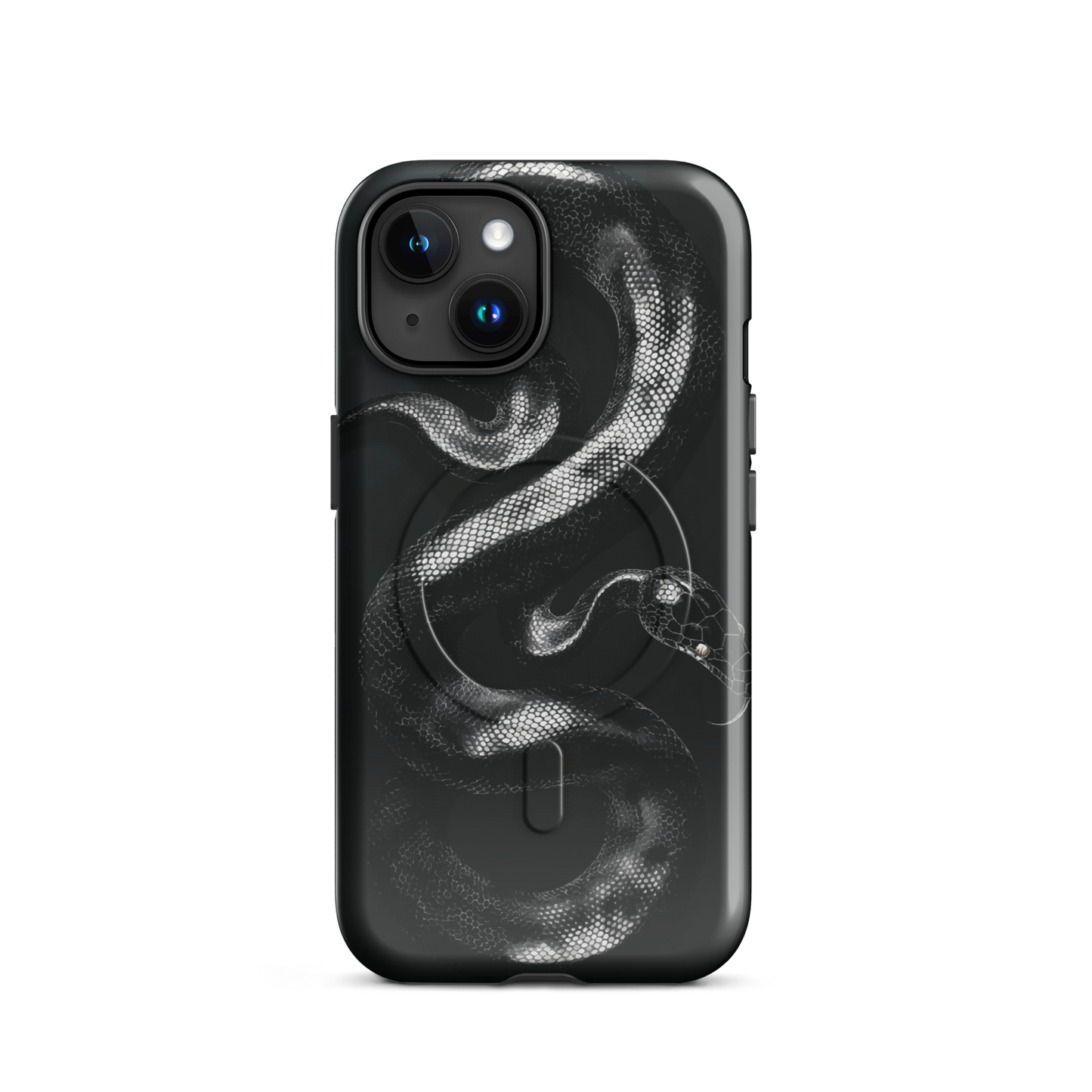 'Black Python' iPhone 15 MagSafe tough phone case - protective glossy case NZ Australia