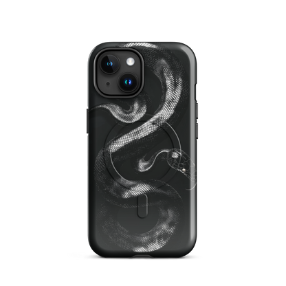 'Black Python' iPhone 15 MagSafe tough phone case - protective glossy case NZ Australia