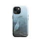 'White Heron in the Mist' iPhone 15 MagSafe tough phone case - protective glossy case NZ Australia