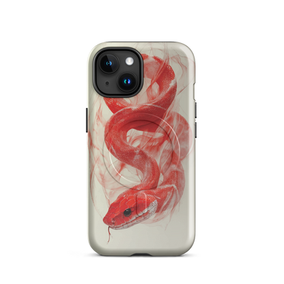 'Red Snake' iPhone 15 MagSafe tough phone case - protective glossy case NZ Australia