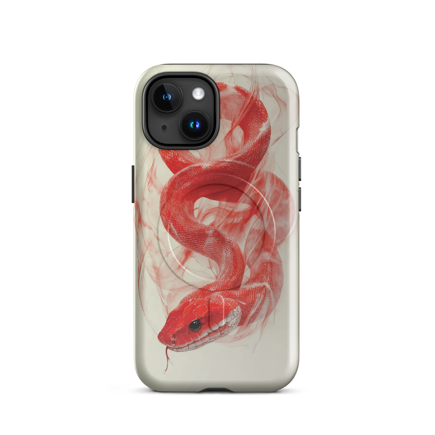 'Red Snake' iPhone 15 MagSafe tough phone case - protective glossy case NZ Australia