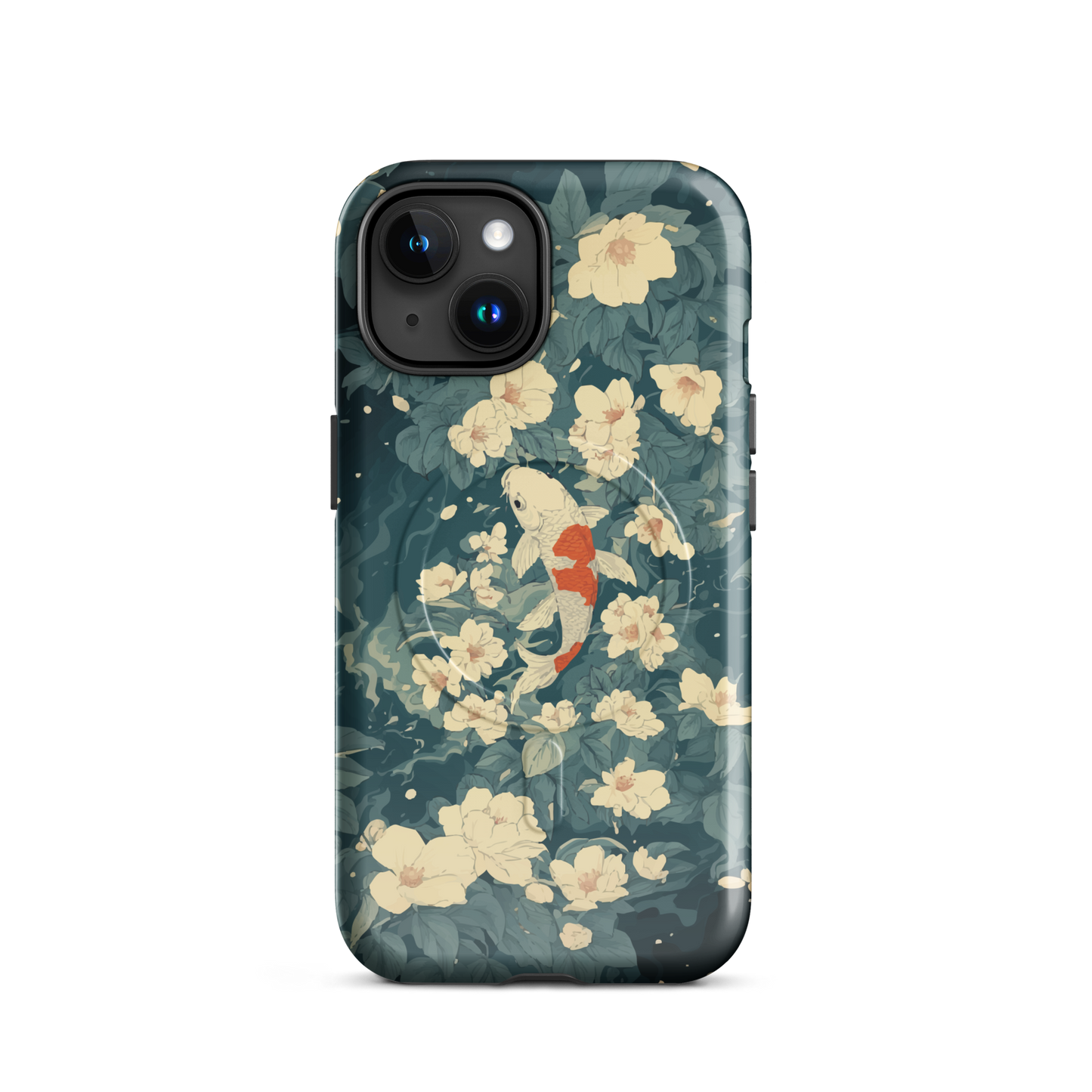 'Koi' iPhone 15 MagSafe tough phone case - protective glossy case NZ Australia