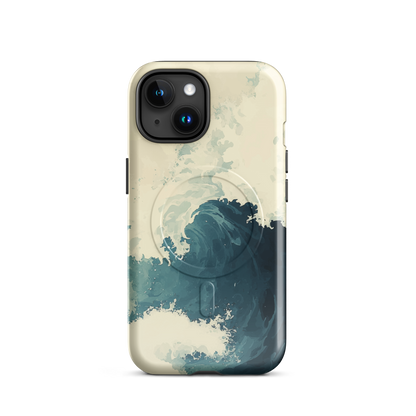 'Rising Swell' iPhone 15 MagSafe tough phone case - protective glossy case NZ Australia