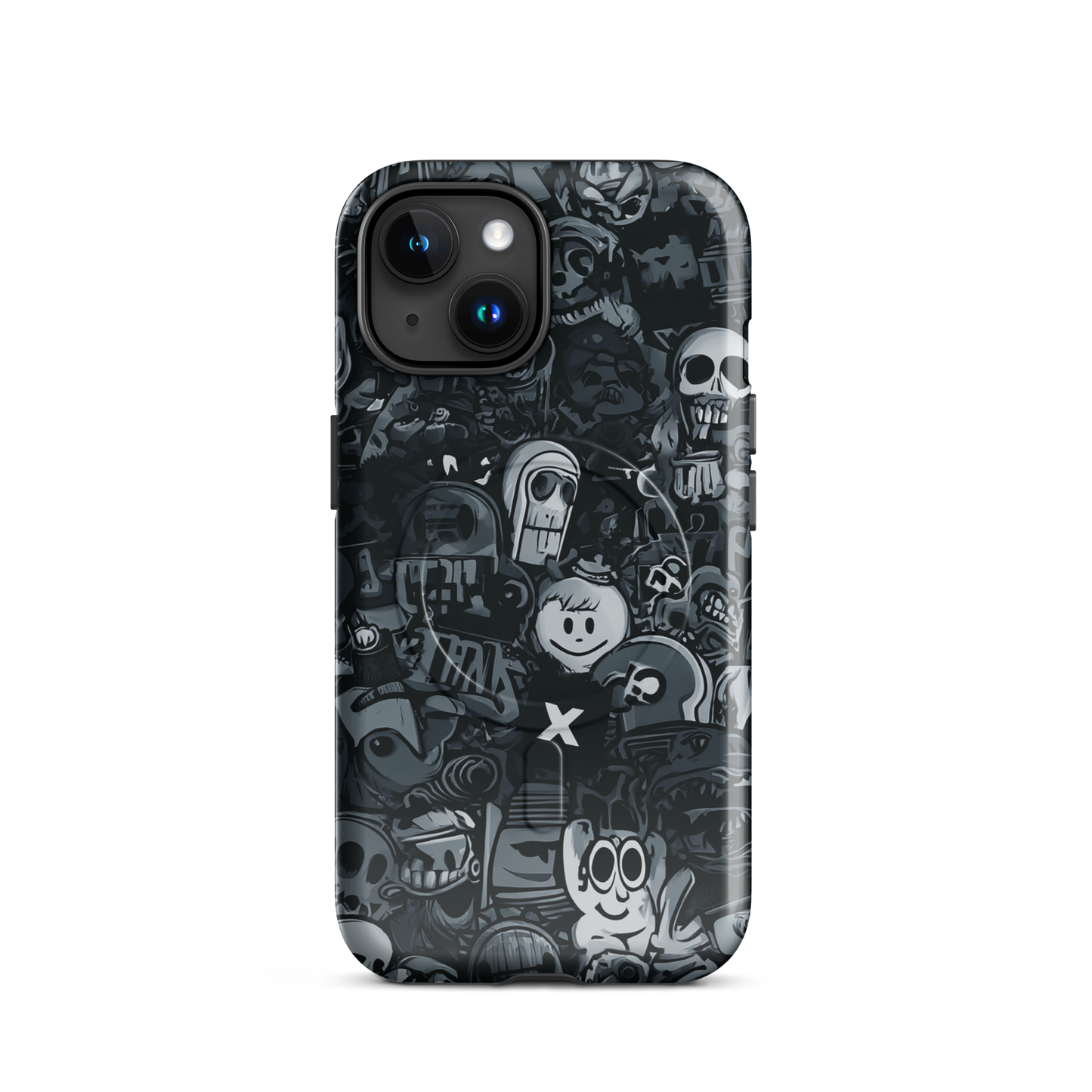 'Midnight Stickers' iPhone 15 MagSafe tough phone case - protective glossy case NZ Australia