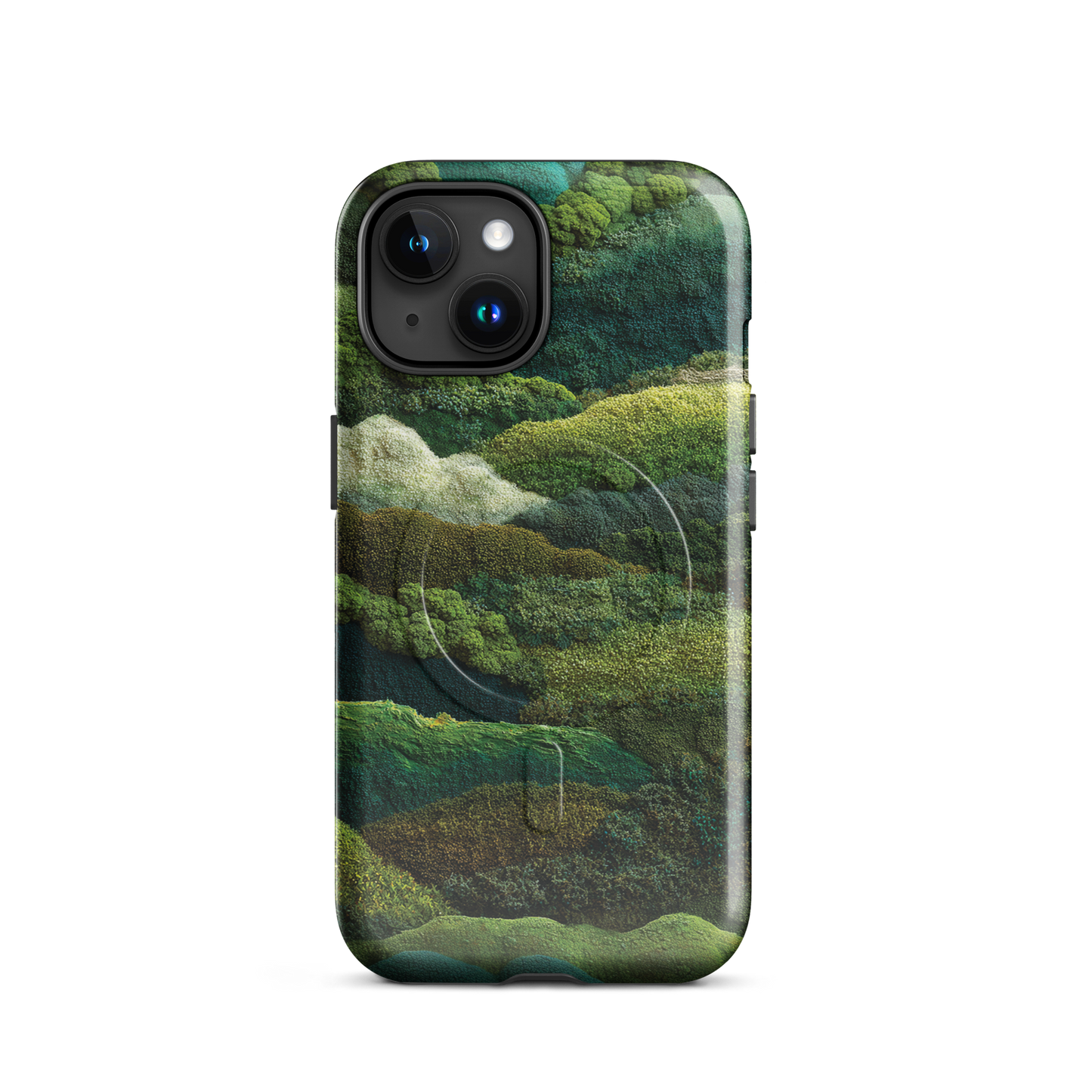 'Forest Layers' iPhone 15 MagSafe tough phone case - protective glossy case NZ Australia