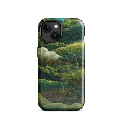 'Forest Layers' iPhone 15 MagSafe tough phone case - protective glossy case NZ Australia