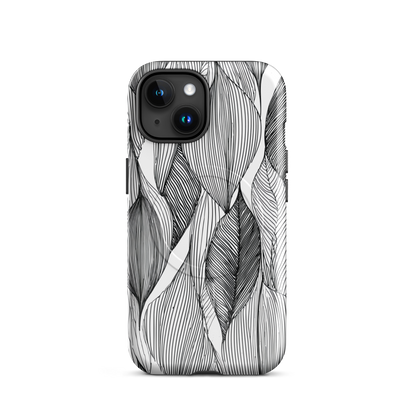 'Botanical Lines' iPhone 15 MagSafe tough phone case - protective glossy case NZ Australia