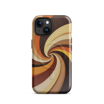 'Golden Swirl' iPhone 15 MagSafe tough phone case - protective glossy case NZ Australia
