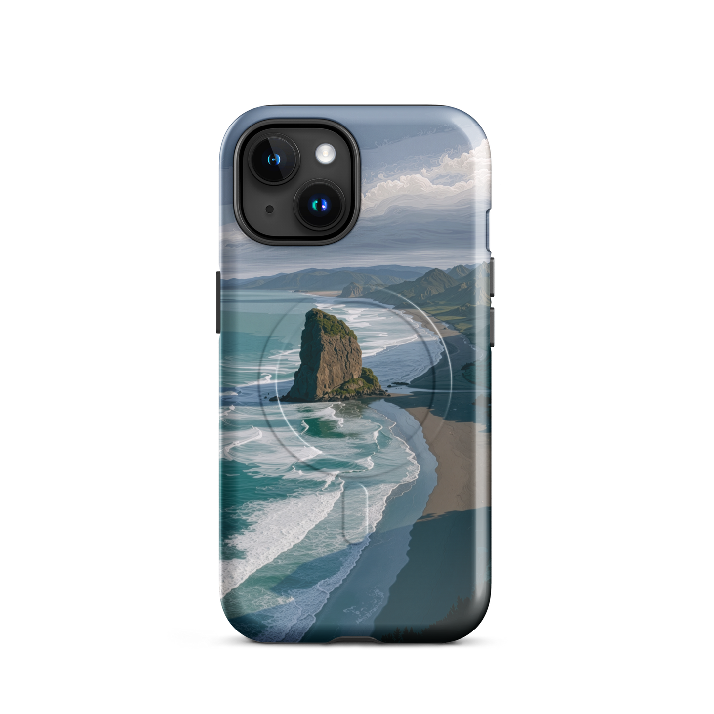 'Piha Beach' iPhone 15 MagSafe tough phone case - protective glossy case NZ Australia