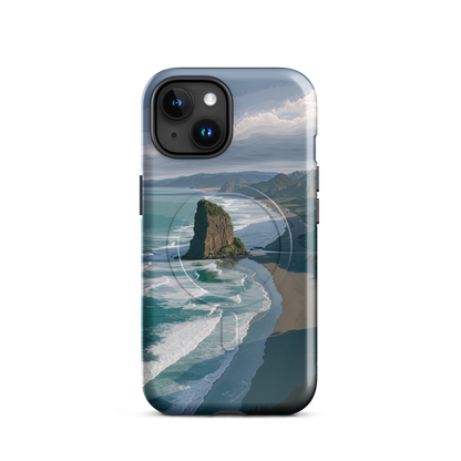 'Piha Beach' iPhone 15 MagSafe tough phone case - protective glossy case NZ Australia