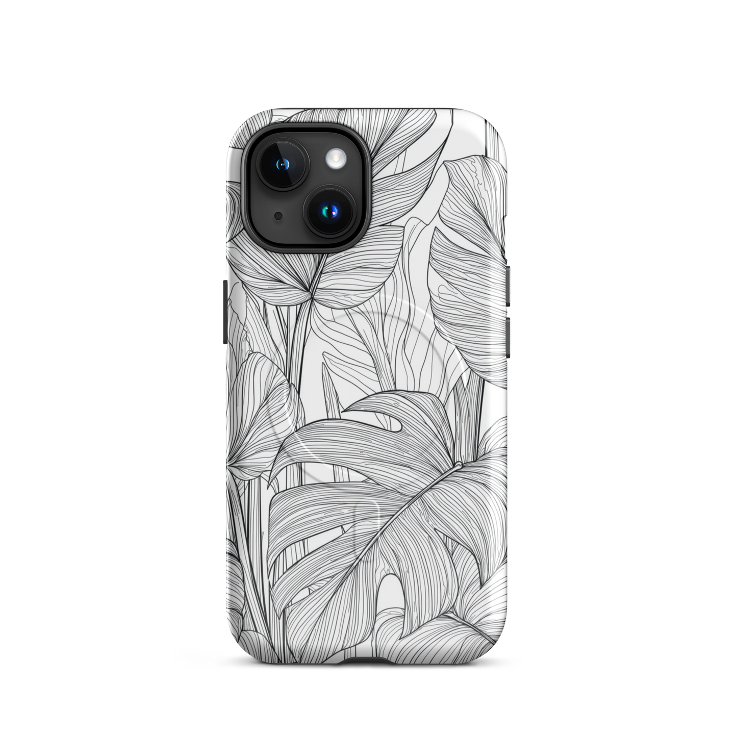 'Tropical Lines' iPhone 15 MagSafe tough phone case - protective glossy case NZ Australia