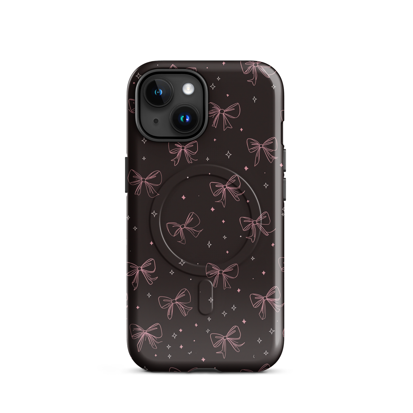 'Midnight Bow' iPhone 15 MagSafe tough phone case - protective glossy case NZ Australia