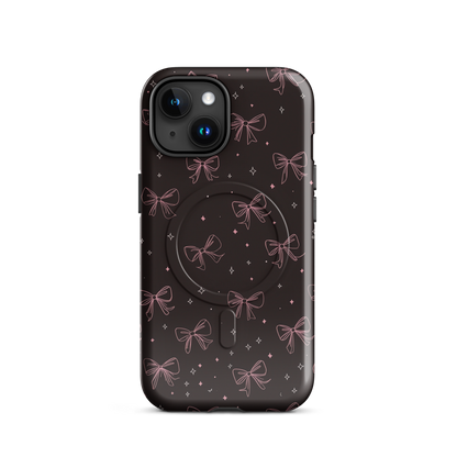 'Midnight Bow' iPhone 15 MagSafe tough phone case - protective glossy case NZ Australia