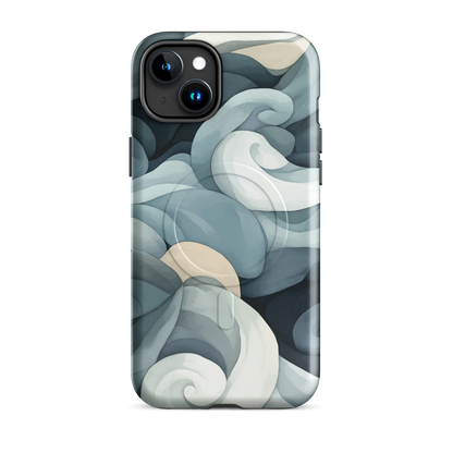 'Ebb and Flow' iPhone 15 Plus MagSafe tough phone case - protective glossy case NZ Australia