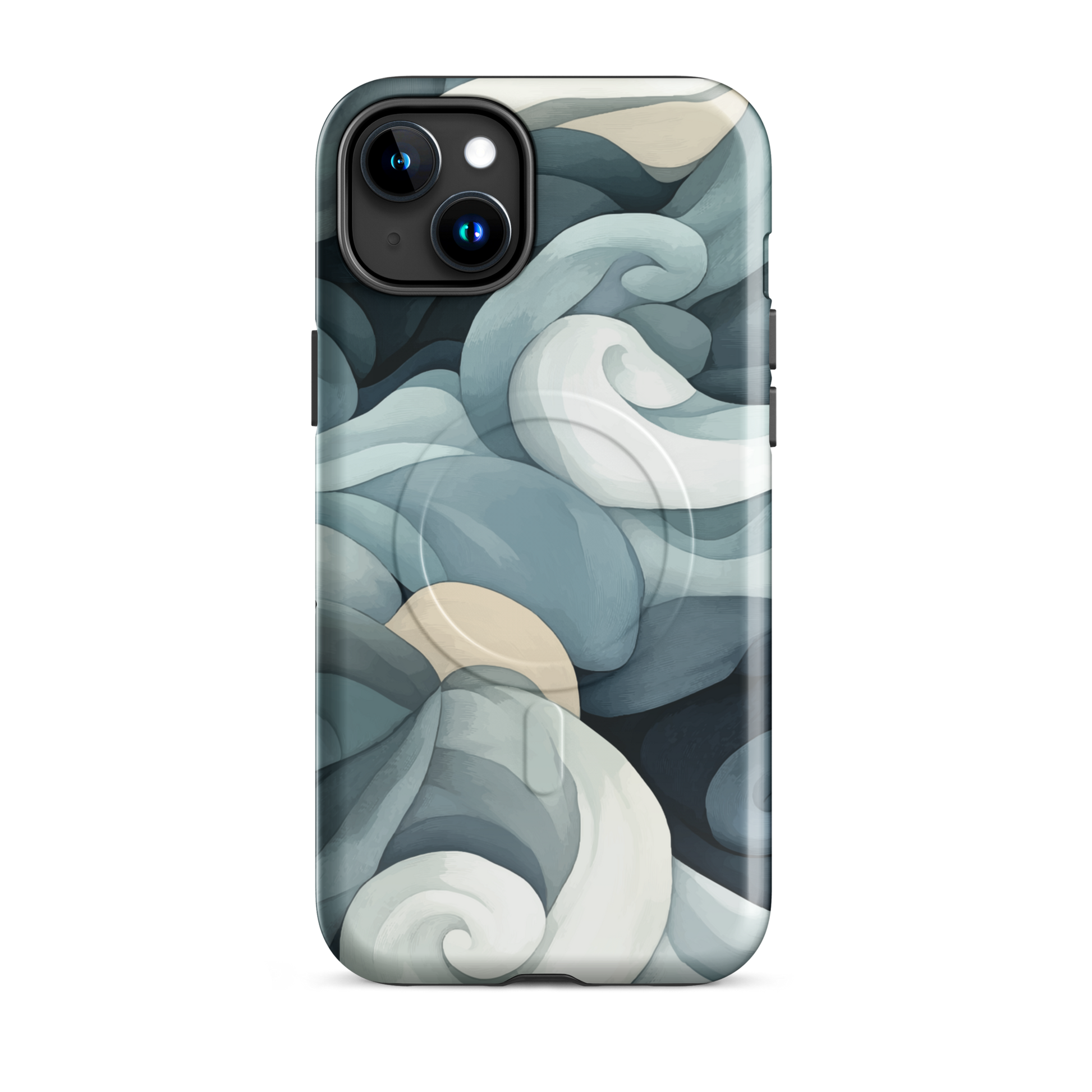 'Ebb and Flow' iPhone 15 Plus MagSafe tough phone case - protective glossy case NZ Australia