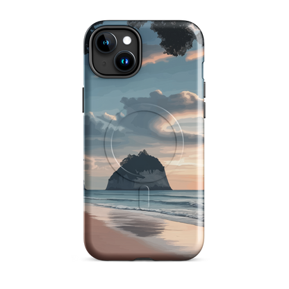 'Cathedral Cove' iPhone 15 Plus MagSafe tough phone case - protective glossy case NZ Australia