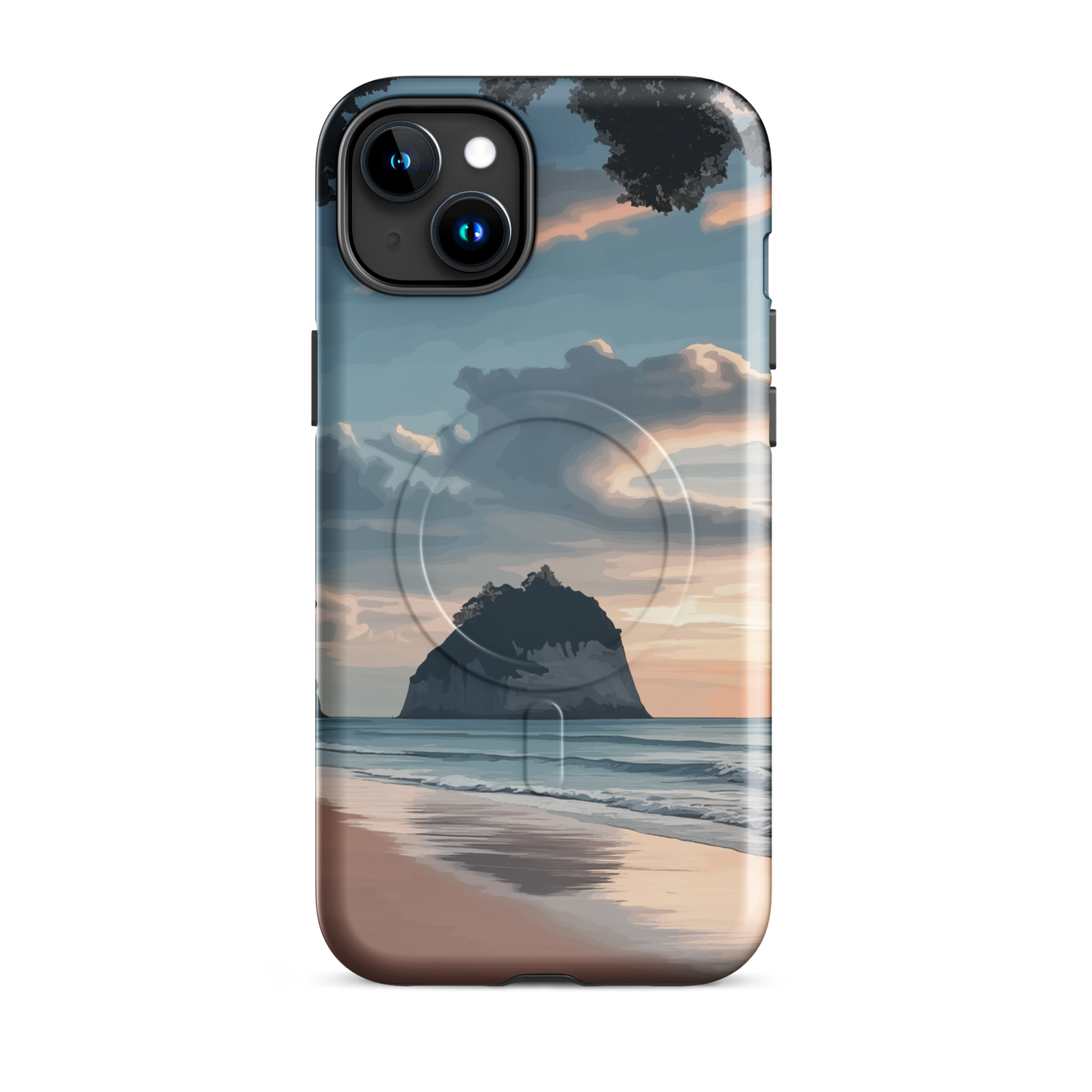 'Cathedral Cove' iPhone 15 Plus MagSafe tough phone case - protective glossy case NZ Australia