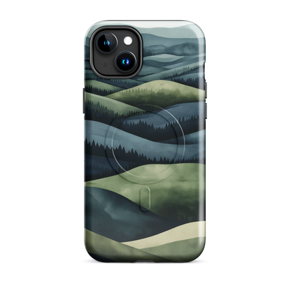'Blue Mountains' iPhone 15 Plus MagSafe tough phone case - protective glossy case NZ Australia